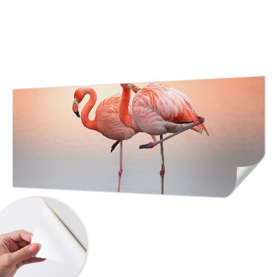 Selbstklebende Fototapete fürs Wohnzimmer Zarte Flamingos