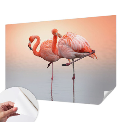 Selbstklebende Fototapete fürs Wohnzimmer Zarte Flamingos