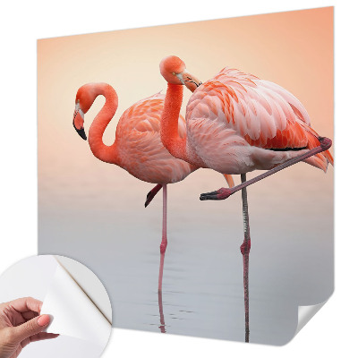 Selbstklebende Fototapete fürs Wohnzimmer Zarte Flamingos