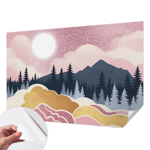 3D-Fototapete fürs Wohnzimmer Rosa Sonnenuntergang