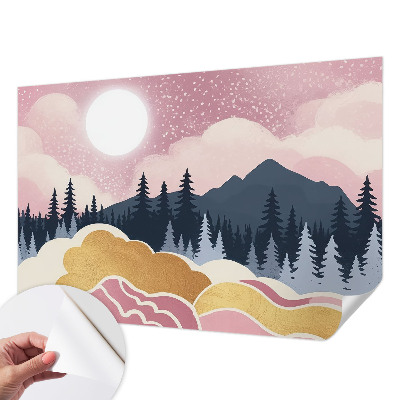 3D-Fototapete fürs Wohnzimmer Rosa Sonnenuntergang