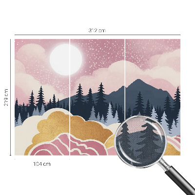 3D-Fototapete fürs Wohnzimmer Rosa Sonnenuntergang