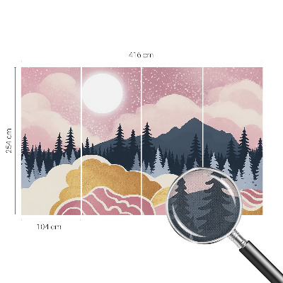 3D-Fototapete fürs Wohnzimmer Rosa Sonnenuntergang