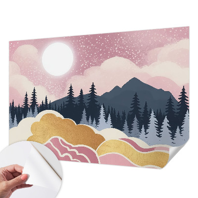 3D-Fototapete fürs Wohnzimmer Rosa Sonnenuntergang