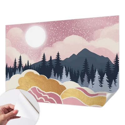 3D-Fototapete fürs Wohnzimmer Rosa Sonnenuntergang