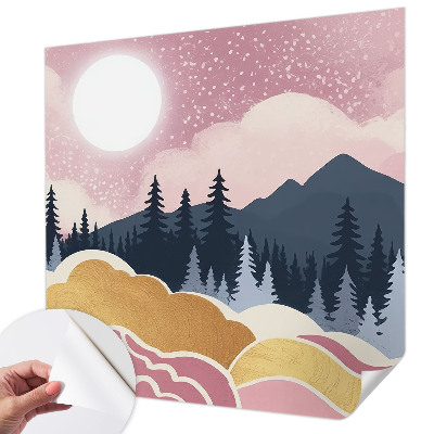 3D-Fototapete fürs Wohnzimmer Rosa Sonnenuntergang