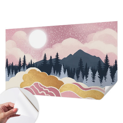 3D-Fototapete fürs Wohnzimmer Rosa Sonnenuntergang