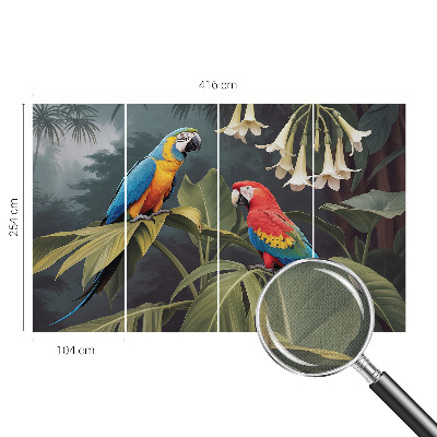 3D-Fototapete fürs Schlafzimmer Bunte Papageien