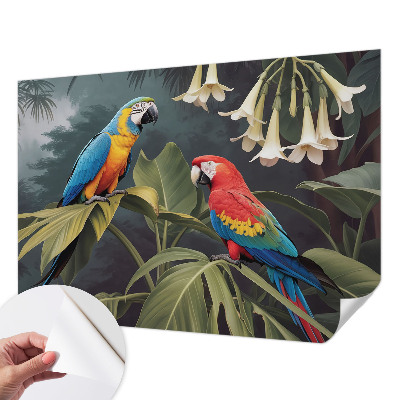 3D-Fototapete fürs Schlafzimmer Bunte Papageien