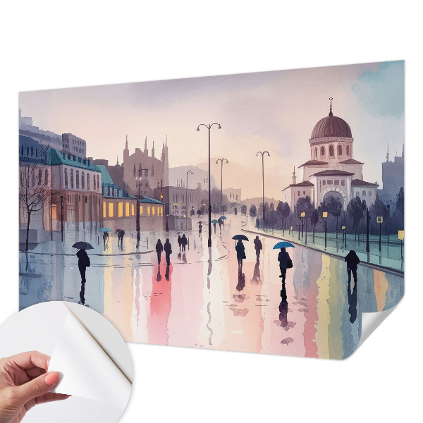 Moderne Fototapete nach Maß Ein Spaziergang im Regen