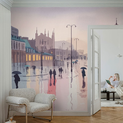 Moderne Fototapete nach Maß Ein Spaziergang im Regen