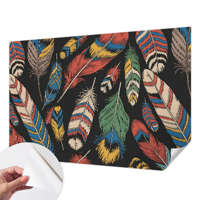 3D-Fototapete fürs Schlafzimmer Bunte Federn