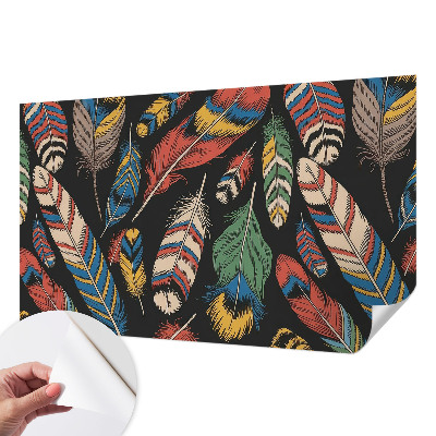 3D-Fototapete fürs Schlafzimmer Bunte Federn