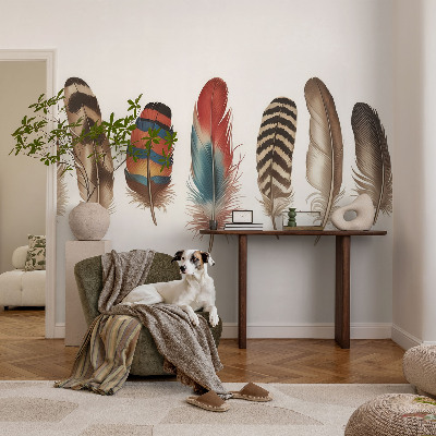 Selbstklebende Fototapete für die Wand Bunte Federn