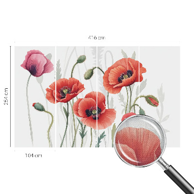Selbstklebende Fototapete fürs Schlafzimmer Rote Mohnblumen
