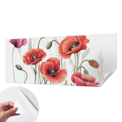 Selbstklebende Fototapete fürs Schlafzimmer Rote Mohnblumen