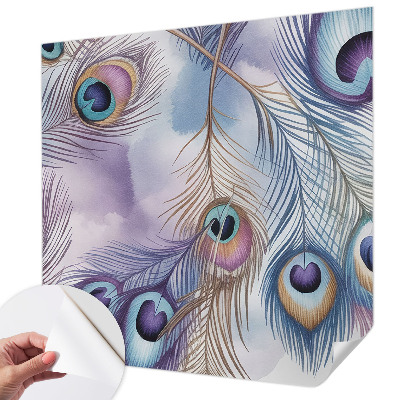 Fototapete in 3D-Optik Pfauenfedern