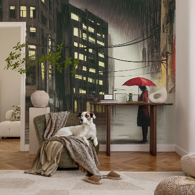 Moderne Fototapete nach Maß regnerische Stadt