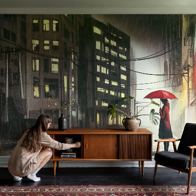 Moderne Fototapete nach Maß regnerische Stadt