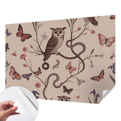 Selbstklebende Fototapete fürs Schlafzimmer Eulennatur