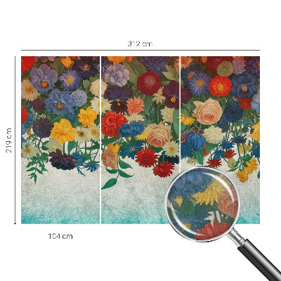 3D-Fototapete fürs Schlafzimmer Bunte Blumen