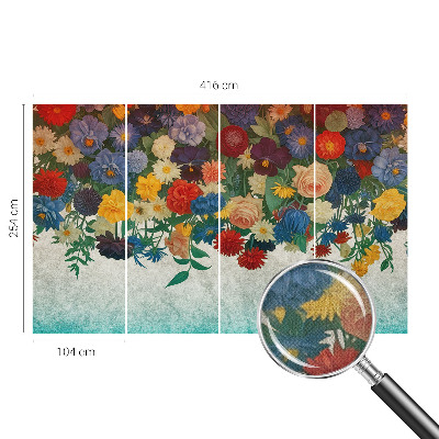 3D-Fototapete fürs Schlafzimmer Bunte Blumen