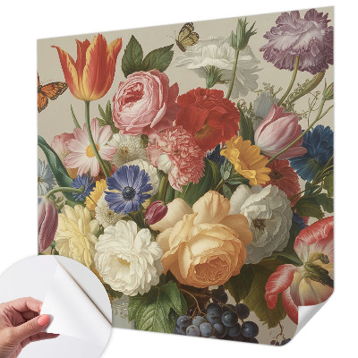 Moderne Fototapete nach Maß Blumen und Schmetterlinge