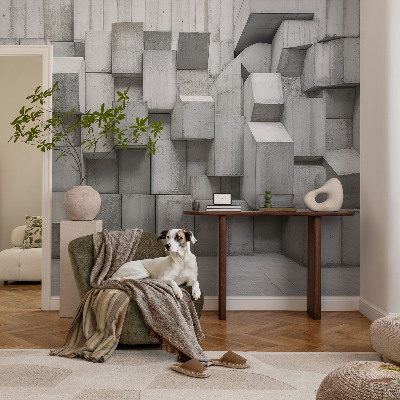 3D-Fototapete Betonblöcke