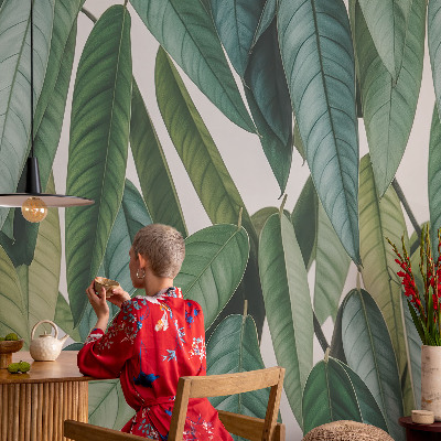 3D-Fototapete fürs Wohnzimmer Natürliche Blätter