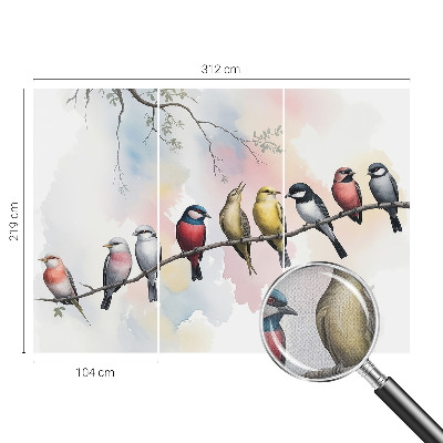 3D-Fototapete fürs Schlafzimmer Vögel auf einem Ast