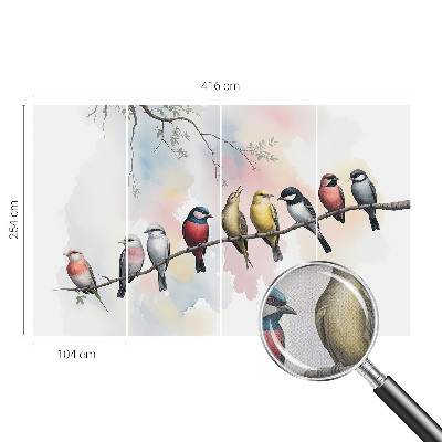 3D-Fototapete fürs Schlafzimmer Vögel auf einem Ast