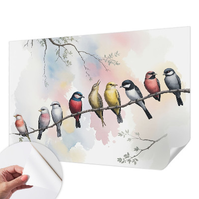 3D-Fototapete fürs Schlafzimmer Vögel auf einem Ast