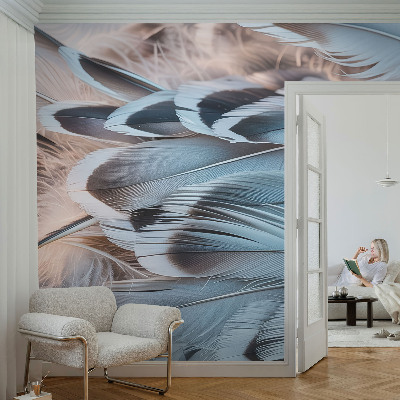 3D-Fototapete fürs Schlafzimmer Blaue Federn