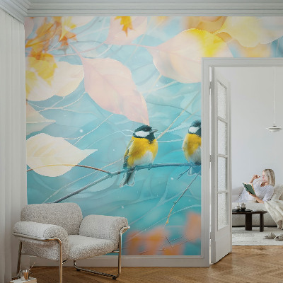 Selbstklebende Fototapete für die Wand Frühlingsvögel