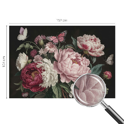 3D-Fototapete fürs Schlafzimmer Pfingstrosen und Schmetterlinge