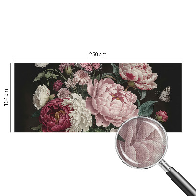 3D-Fototapete fürs Schlafzimmer Pfingstrosen und Schmetterlinge