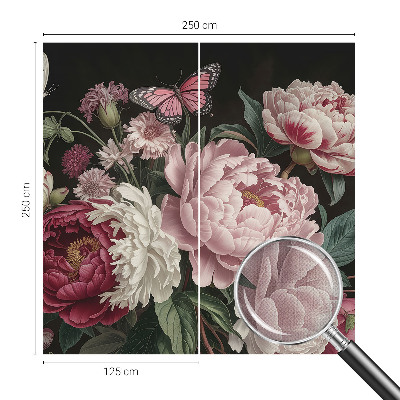 3D-Fototapete fürs Schlafzimmer Pfingstrosen und Schmetterlinge