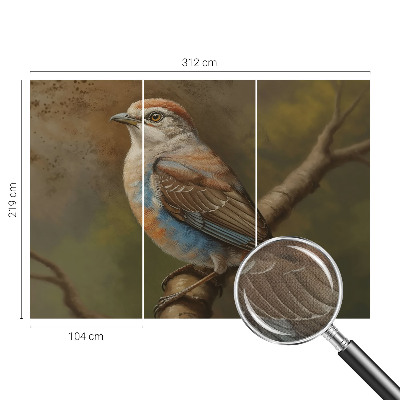 3D-Fototapete fürs Wohnzimmer Vogelporträt