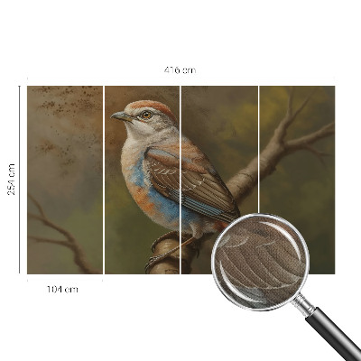3D-Fototapete fürs Wohnzimmer Vogelporträt