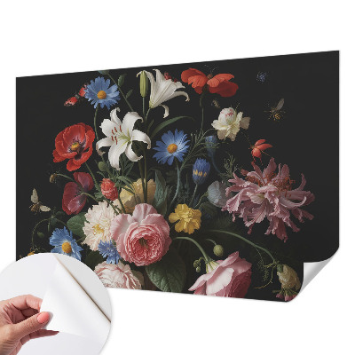 Motivtapete fürs Wohnzimmer Blumen mit Insekten