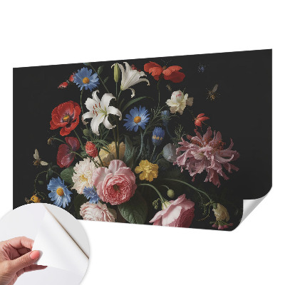 Motivtapete fürs Wohnzimmer Blumen mit Insekten