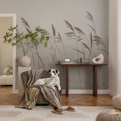 Moderne Fototapete nach Maß Gräser im Nebel