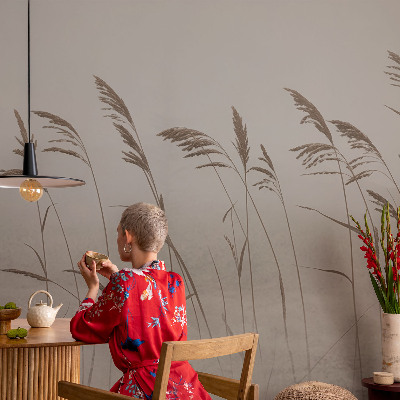 Moderne Fototapete nach Maß Gräser im Nebel