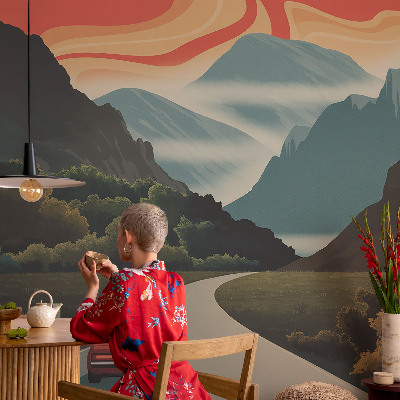 Motivtapete fürs Wohnzimmer Bergabenteuer