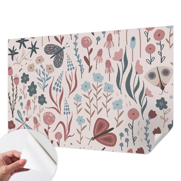 Hochwertige Bildtapete Blumen Insekten