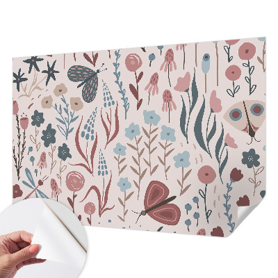 Hochwertige Bildtapete Blumen Insekten