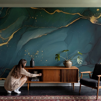 3D-Fototapete fürs Wohnzimmer Dunkelblaue Abstraktion