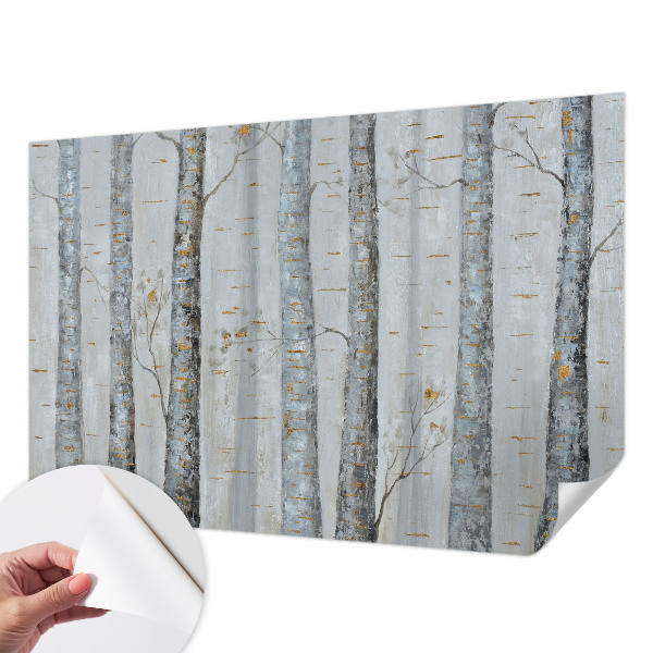 3D-Fototapete fürs Wohnzimmer Birken