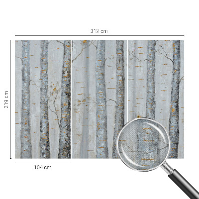 3D-Fototapete fürs Wohnzimmer Birken