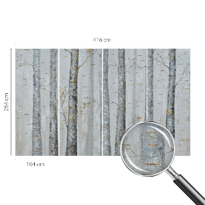 3D-Fototapete fürs Wohnzimmer Birken